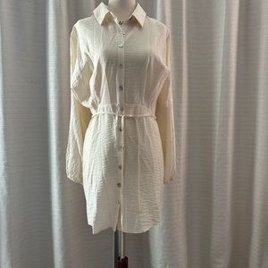 Forever 21, small, shirt dress long sleeve, cream color